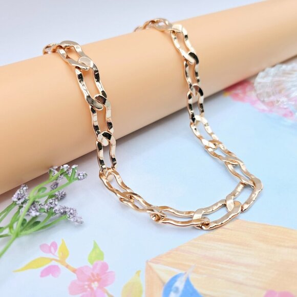 Rose Gold Chunky Link Necklace in High Shine Finish – 19.7 Inch, XPNL0071 - Picture 2 of 12